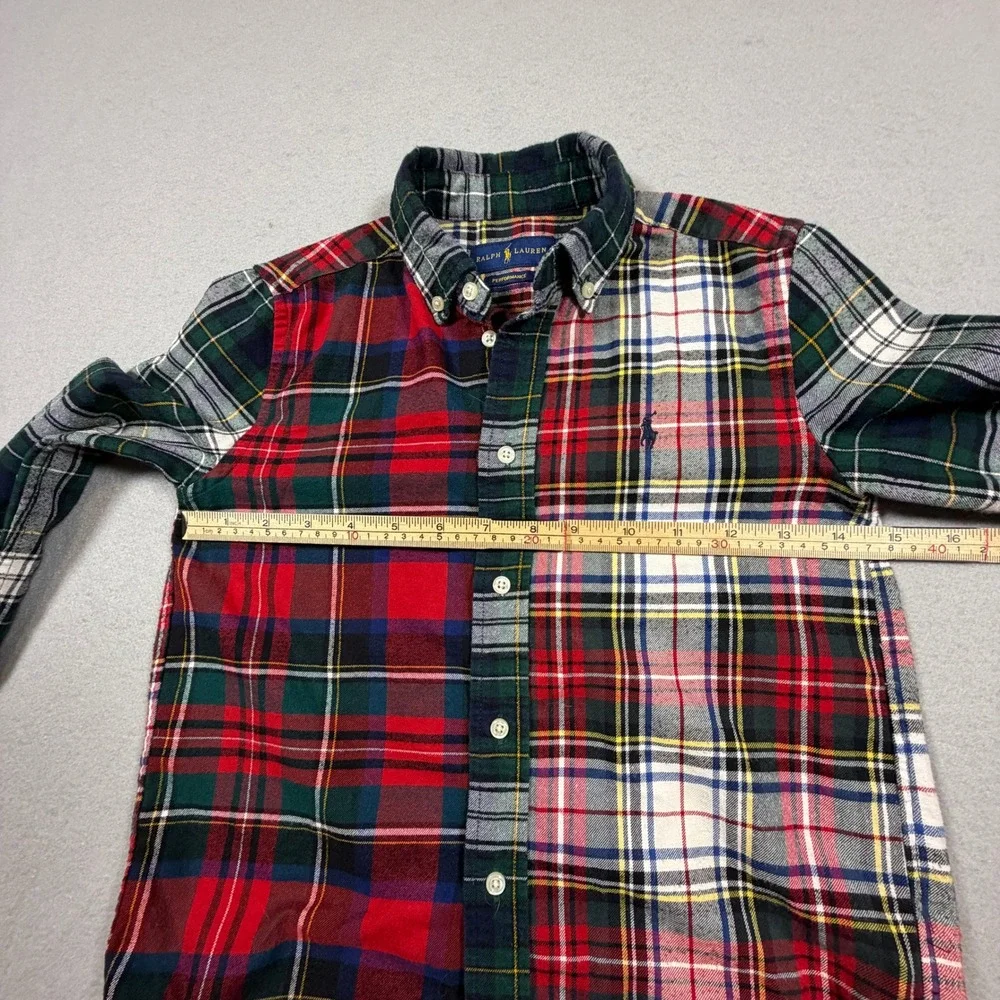 Ralph Lauren Boys Performance Mixed Plaid Button Down Shirt 6 Multi Patchwork